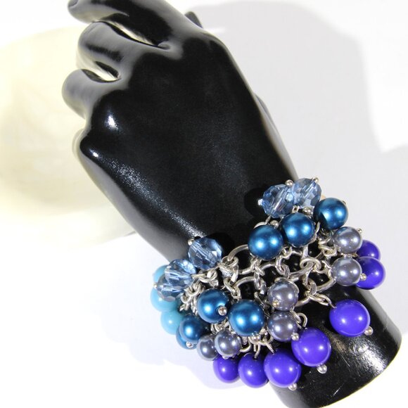 Chico's Silver Tone and Blue Beads Bracelet - Picture 5 of 7